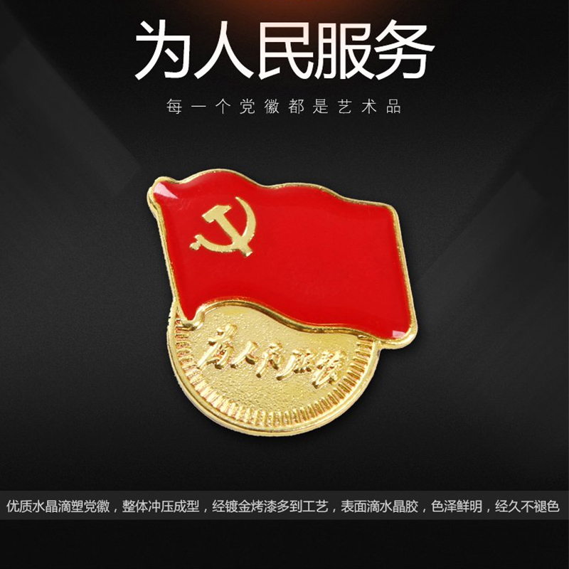 红鑫hq-5223 中国共产党员胸徽 为人民服务党员党徽 磁铁扣党徽徽章