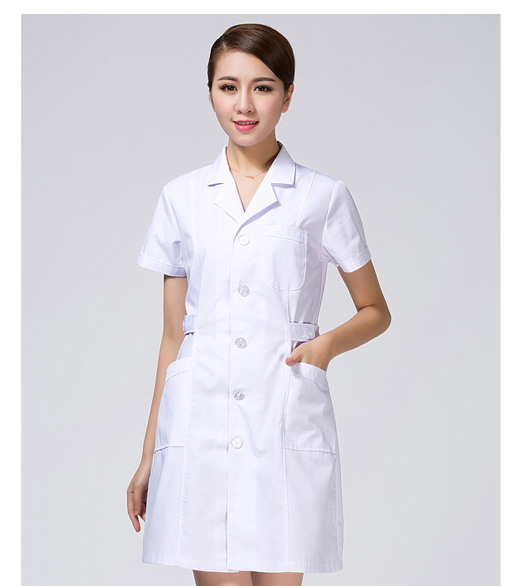 商品名称: 迪塞雅 dsy194d 女士短袖夏季款西装领有腰带修身白大褂