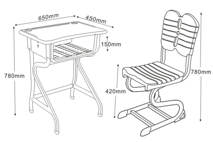 颂泰bl-1235 k型固定式课桌椅学生桌椅培训桌椅(单位