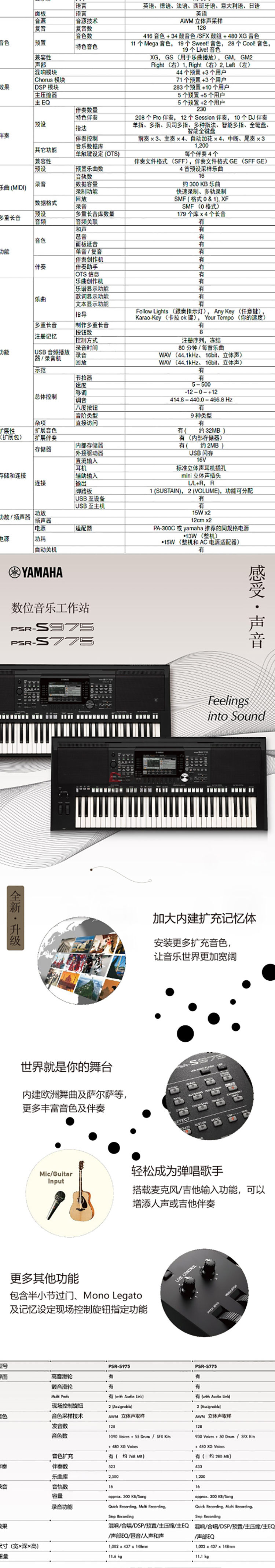 雅马哈 psr-s670/s775/s975 专业高端61键midi编曲演奏键盘电子琴