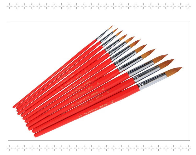 樱花288 圆头尼龙水彩水粉画笔 6支/套