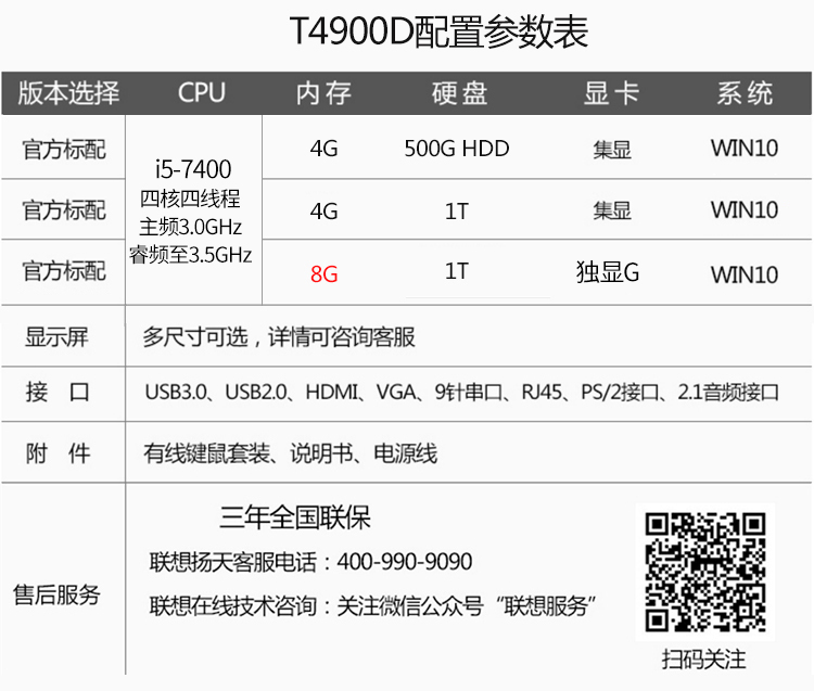 联想扬天t4900d-00参数图片