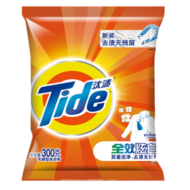 汰渍 全效炫白洗衣粉 淡雅清香 300g/袋(单位:袋)