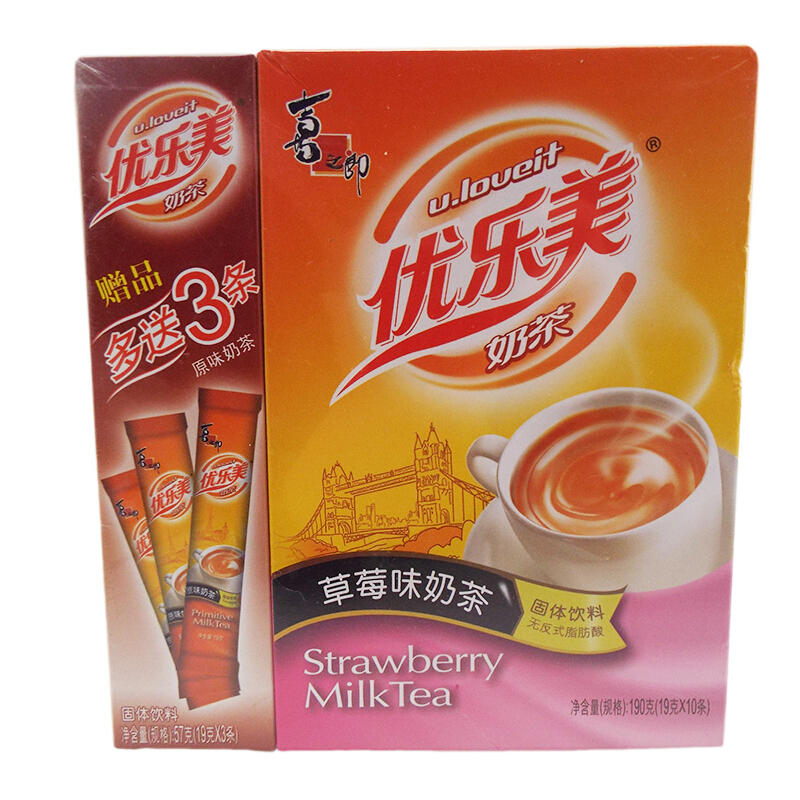 喜之郎 优乐美传统奶茶草莓味 190g 单位:盒
