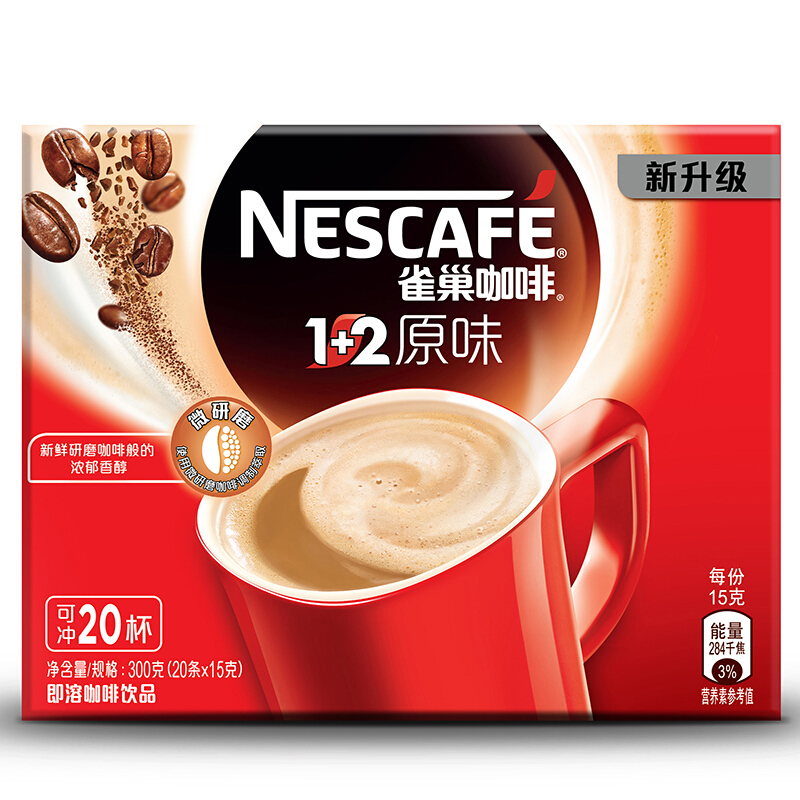 雀巢(nestle) 1 2咖啡原味20条装 300g 单位:盒