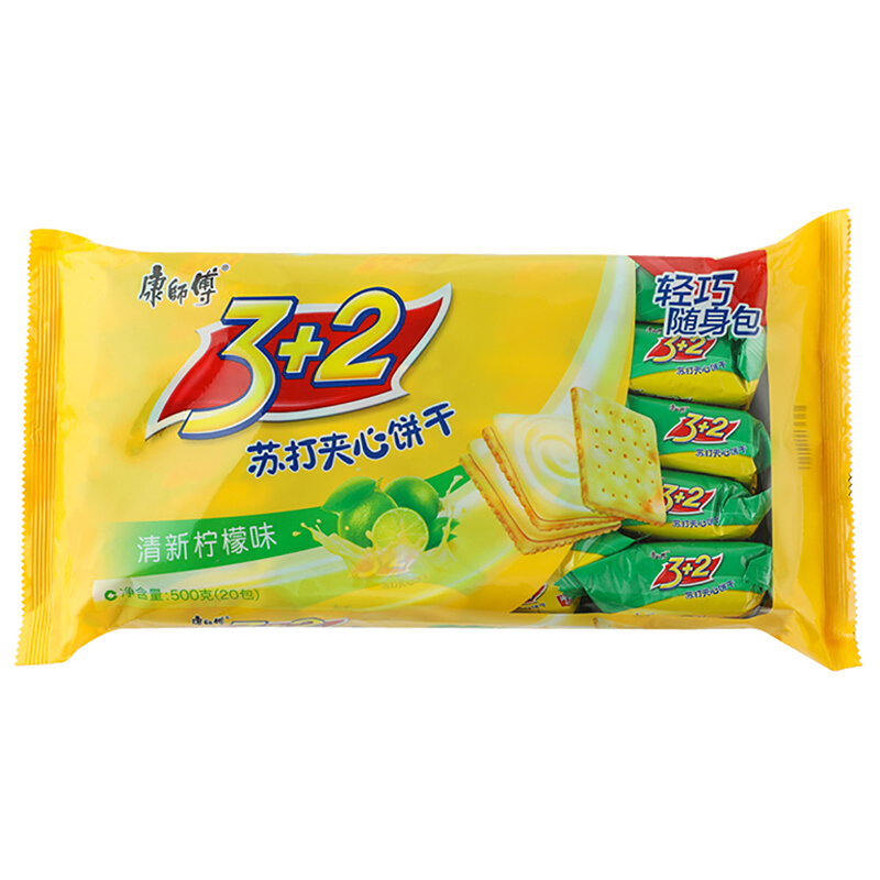 康师傅 3 2苏打夹心饼干清新柠檬味 500g (单位:袋)