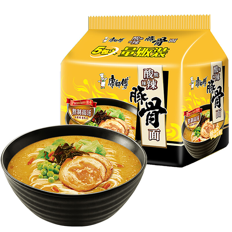 康师傅 酸辣豚骨面 5连包 (单位:袋)