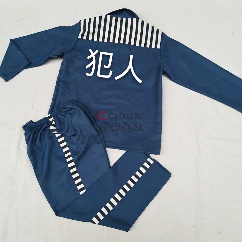 佐罗骑士 xl 男女监狱成人囚服囚犯长袖套装衣服 蓝灰色(单位:套)