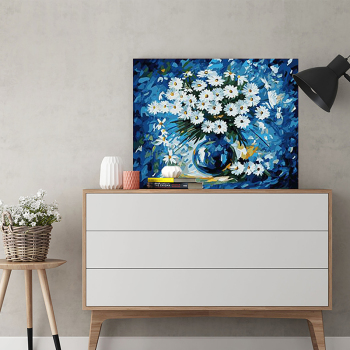 墨斗鱼 3421 蓝调雏菊数字油画 40*50cm 配色 (单位:件)
