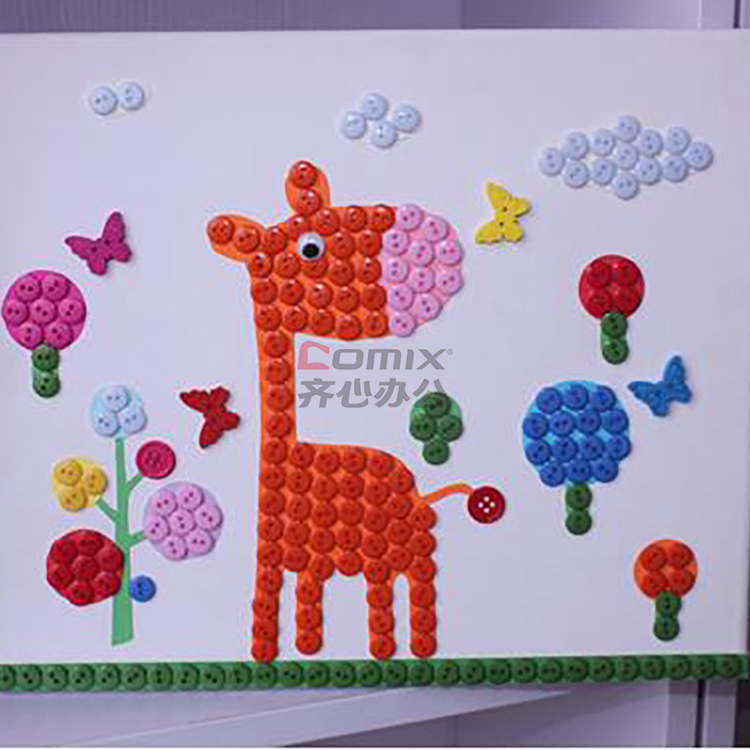 国产 带画框节日手工礼物diy材料包儿童益智玩具纽扣画扣子粘贴画